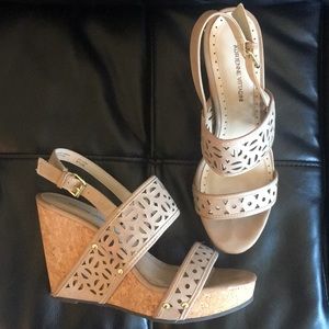 Adrienne Vittadini Nude Wedges